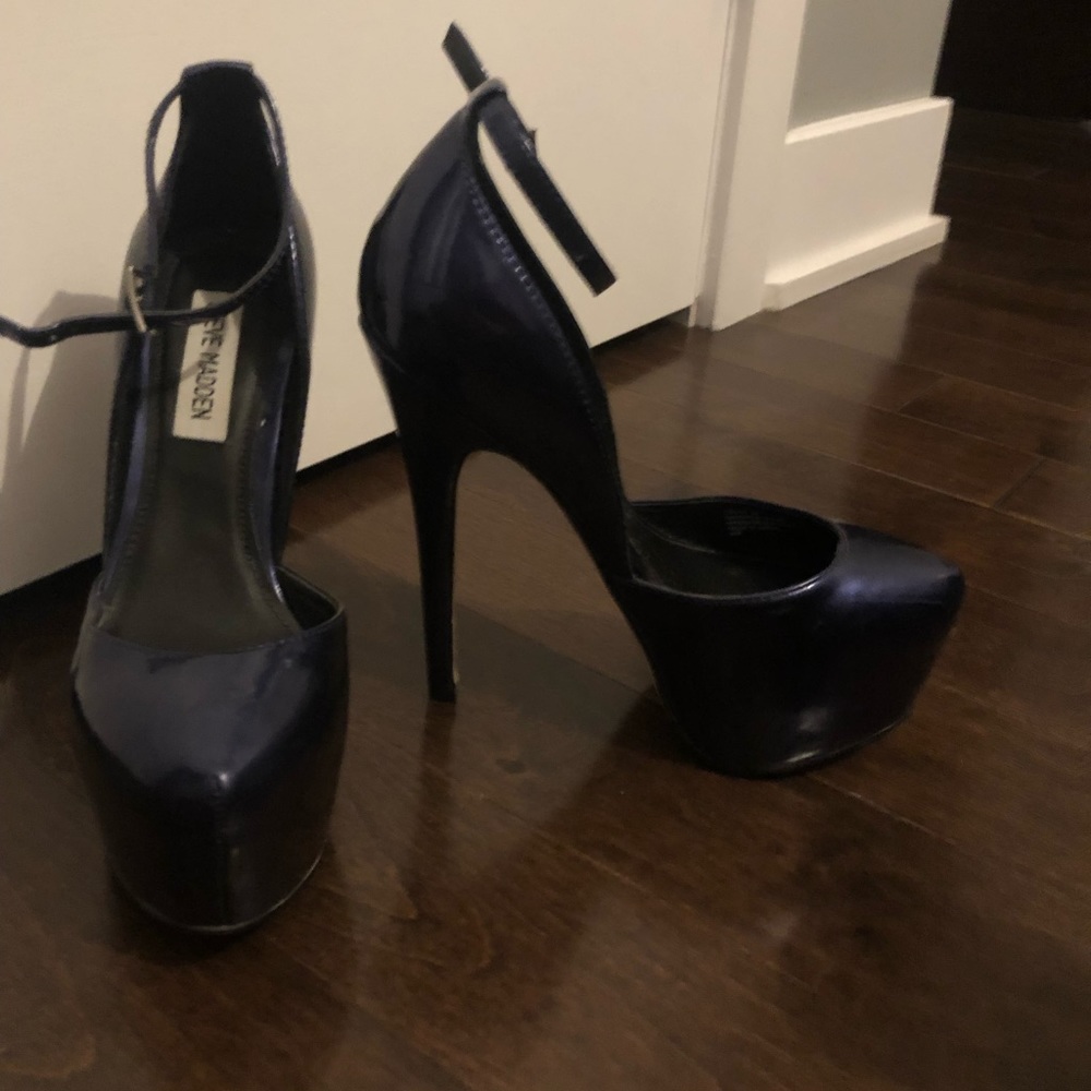 Purple ankle-strap heels